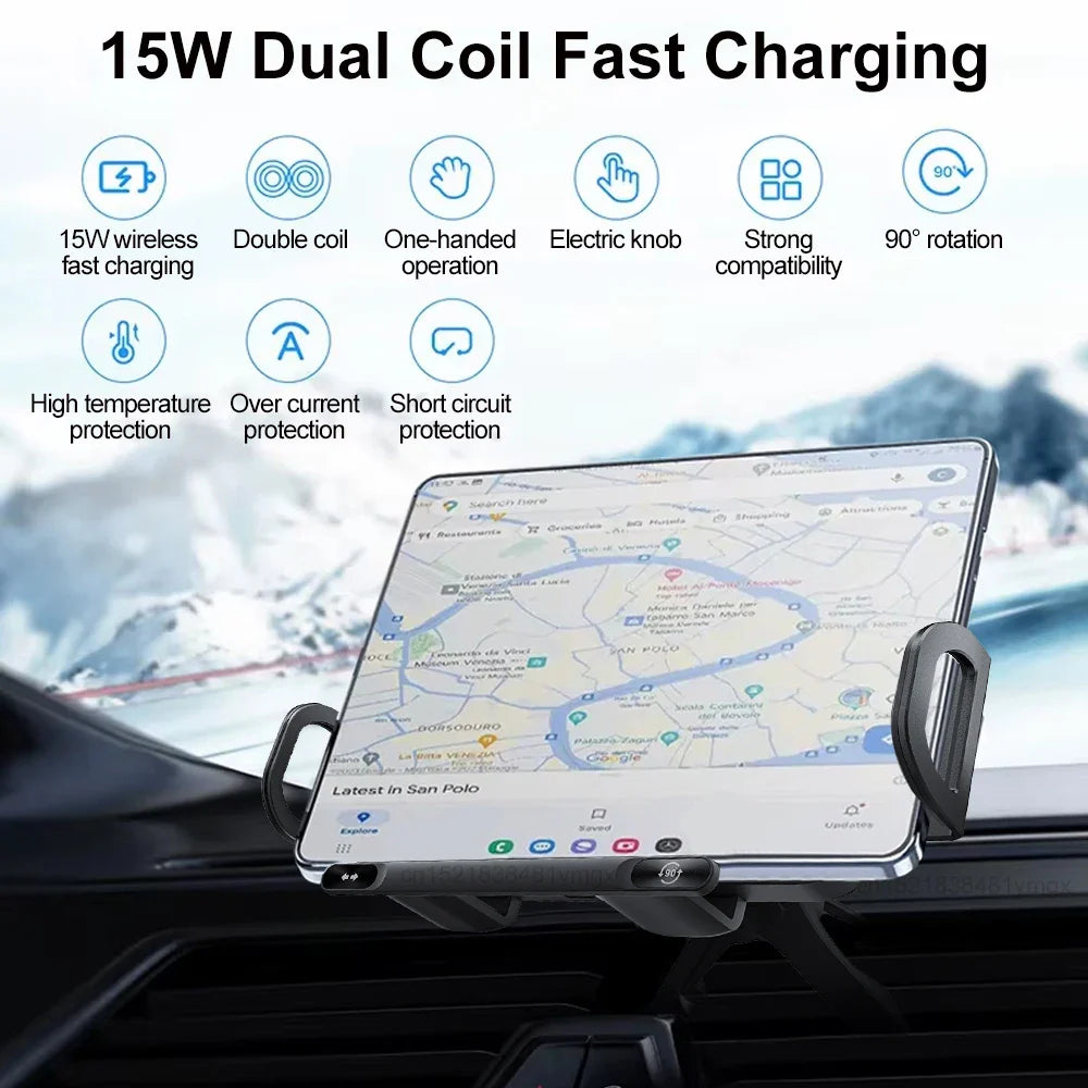 Wireless Car Charger Dual Coil Fast Charge Air Vent Mount-Orizon Depot