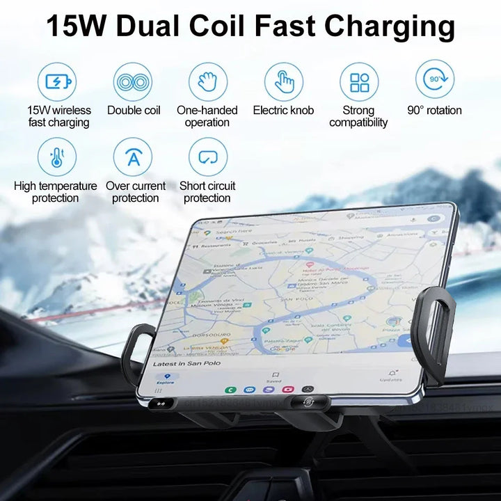 Wireless Car Charger Dual Coil Fast Charge Air Vent Mount-Orizon Depot