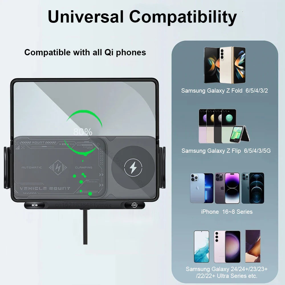 Wireless Car Charger Dual Coil Fast Charge Air Vent Mount-Orizon Depot