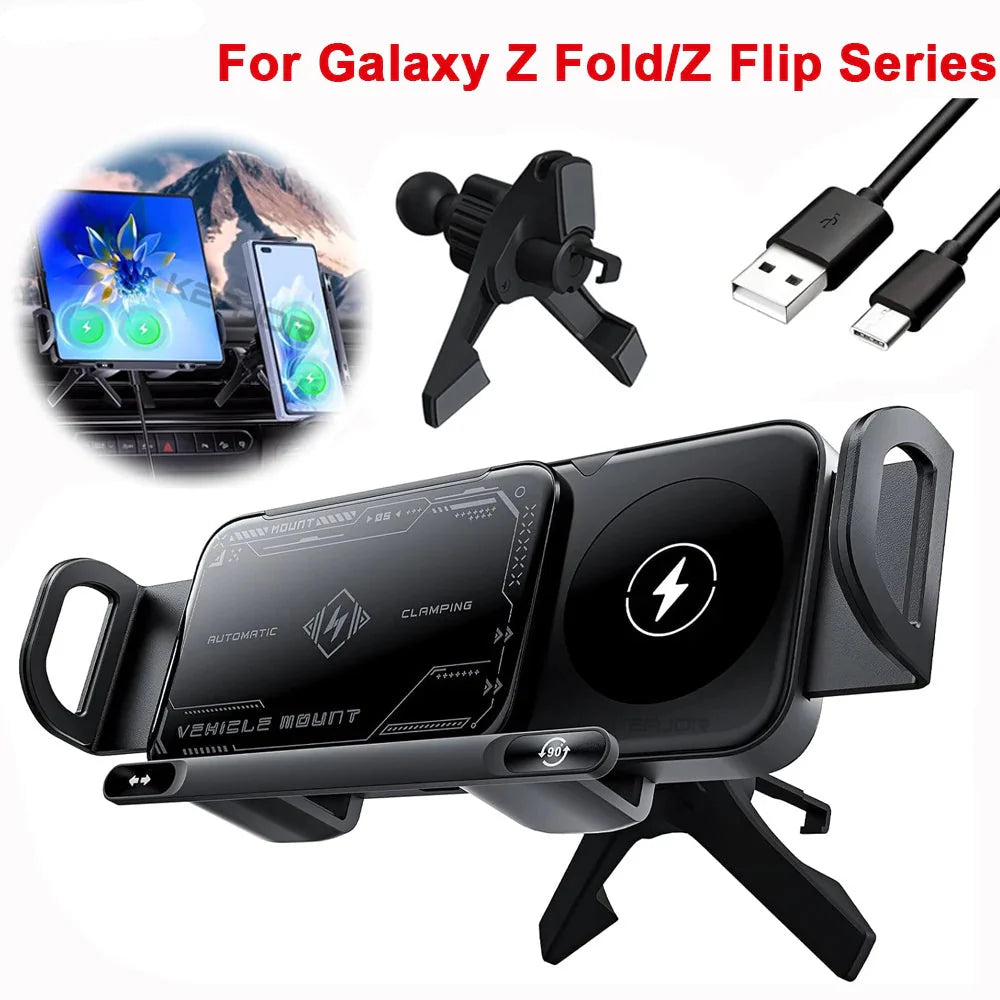 Wireless Car Charger Dual Coil Fast Charge Air Vent Mount-Orizon Depot