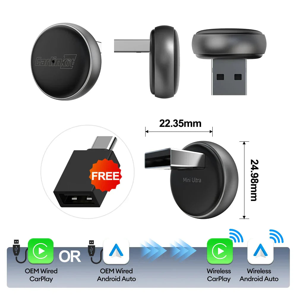 Wireless CarPlay Android Auto Adapter 2-In-1 Plug & Play-Orizon Depot