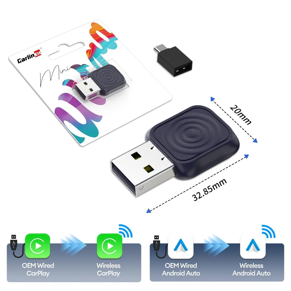 Wireless CarPlay Android Auto Adapter 2-In-1 Plug & Play-Orizon Depot