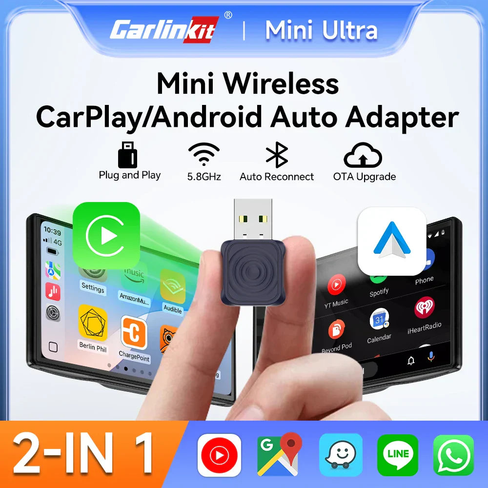 Wireless CarPlay Android Auto Adapter 2-In-1 Plug & Play-Orizon Depot