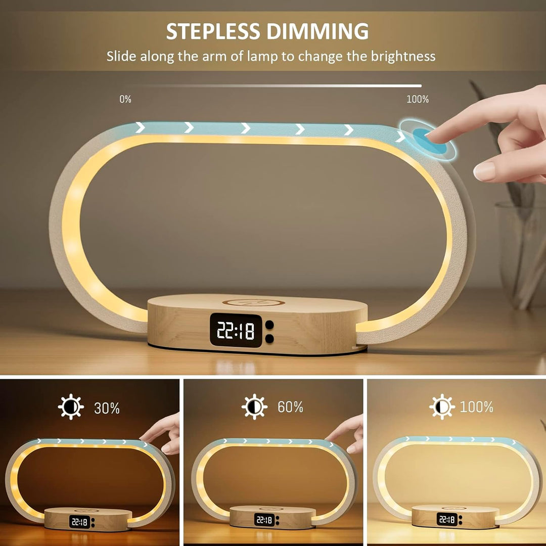 Wireless Charging Bedside Table Lamp with Clock-Orizon Depot