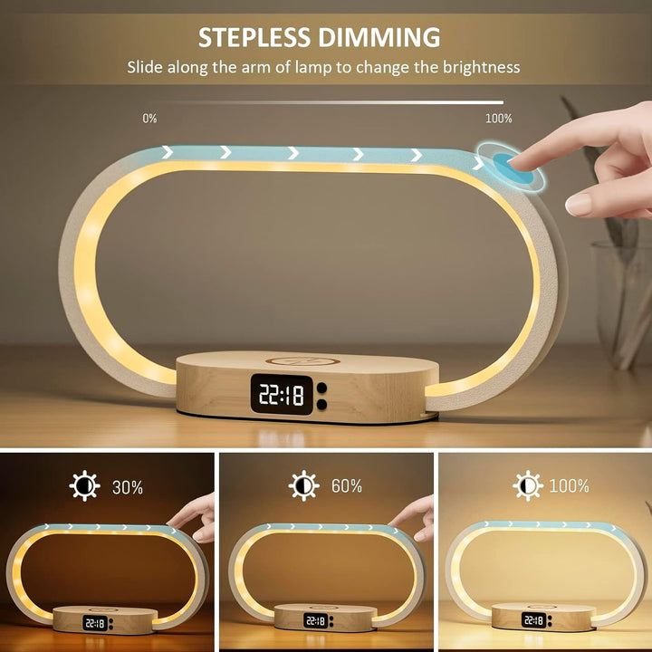 Wireless Charging Bedside Table Lamp with Clock-Orizon Depot