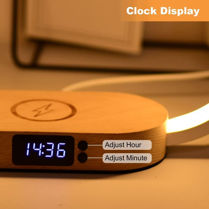 Wireless Charging Bedside Table Lamp with Clock-Orizon Depot