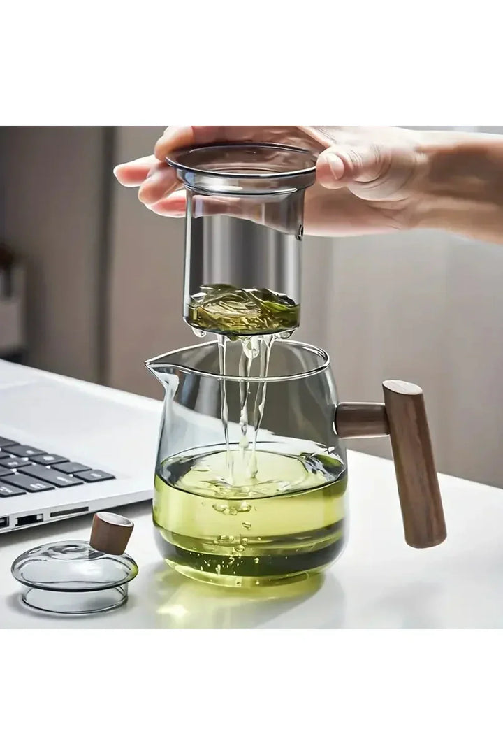 Wood Handle Glass Teapot for Perfect Brewing and Serving-Orizon Depot
