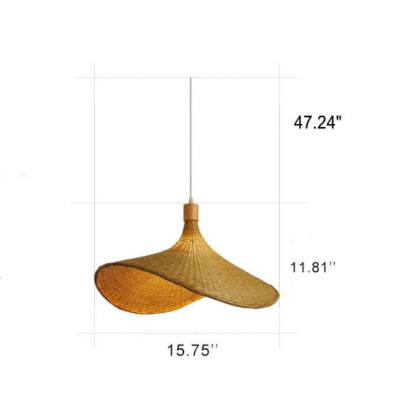 Woven Bamboo Straw Hat Pendant Light for Boho Interiors-Orizon Depot