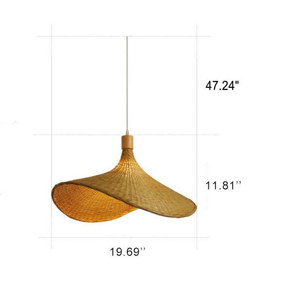 Woven Bamboo Straw Hat Pendant Light for Boho Interiors-Orizon Depot