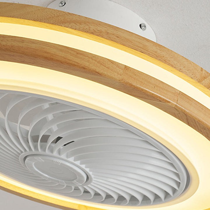Modern Minimalist Wooden Geometric LED Semi-Flush Mount Ceiling Fan Light For Living Room-Orizon Depot