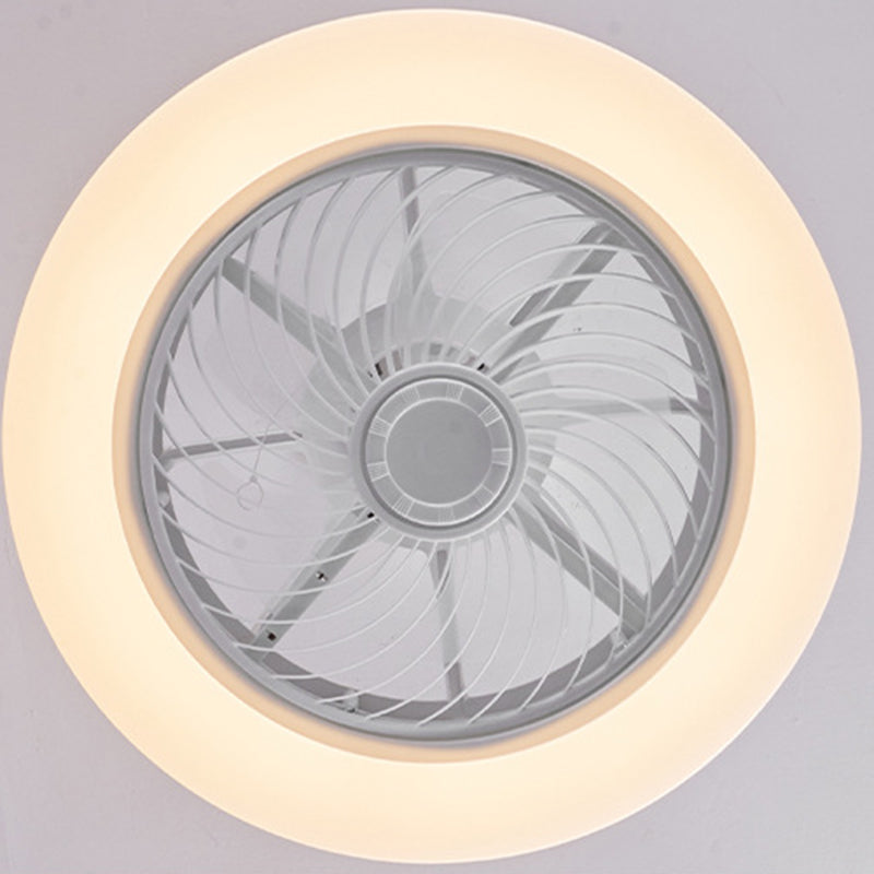 Modern Minimalist Wooden Geometric LED Semi-Flush Mount Ceiling Fan Light For Living Room-Orizon Depot