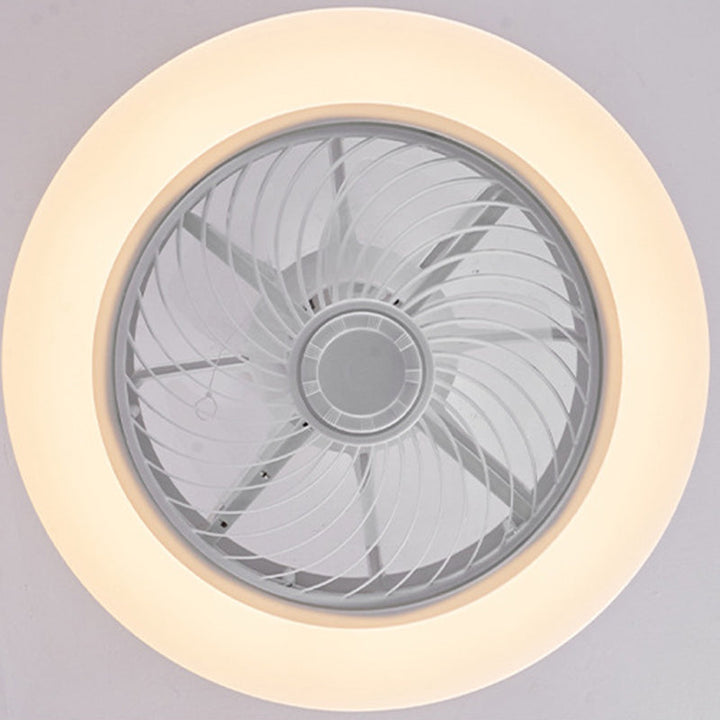 Modern Minimalist Wooden Geometric LED Semi-Flush Mount Ceiling Fan Light For Living Room-Orizon Depot