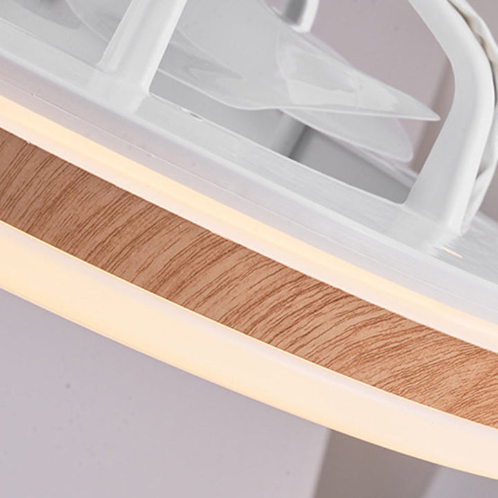 Modern Minimalist Wooden Geometric LED Semi-Flush Mount Ceiling Fan Light For Living Room-Orizon Depot