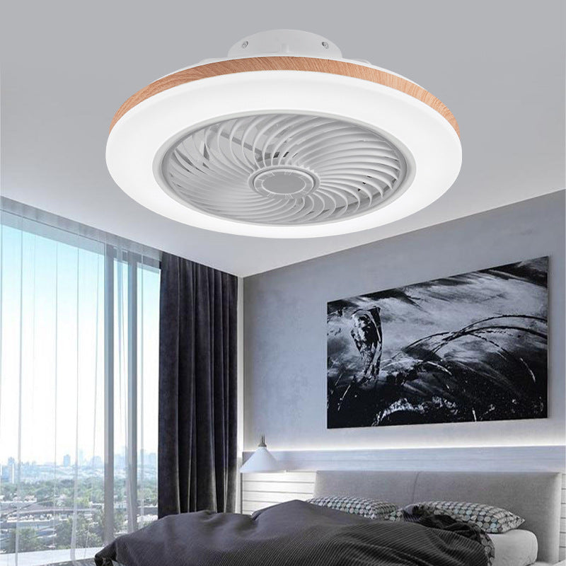 Modern Minimalist Wooden Geometric LED Semi-Flush Mount Ceiling Fan Light For Living Room-Orizon Depot