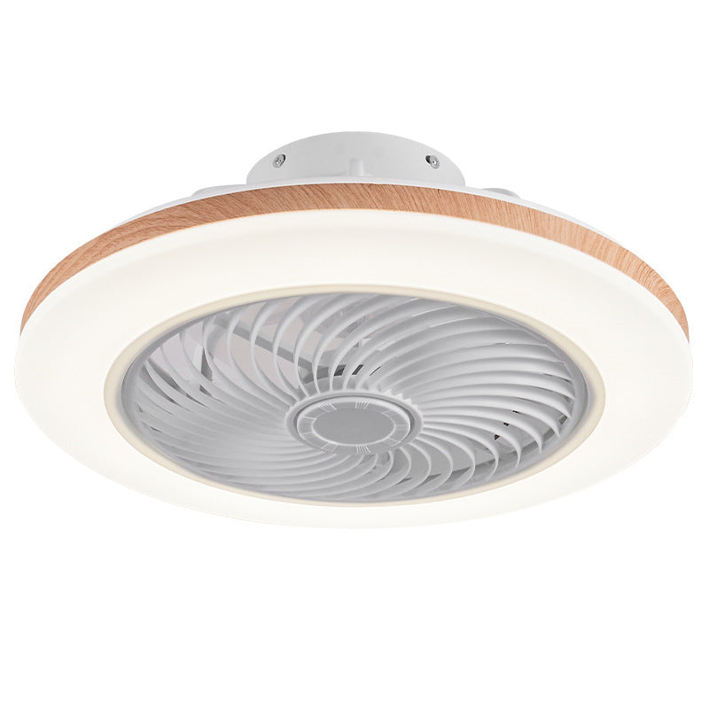 Modern Minimalist Wooden Geometric LED Semi-Flush Mount Ceiling Fan Light For Living Room-Orizon Depot