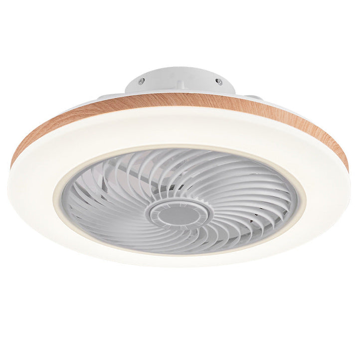 Modern Minimalist Wooden Geometric LED Semi-Flush Mount Ceiling Fan Light For Living Room-Orizon Depot