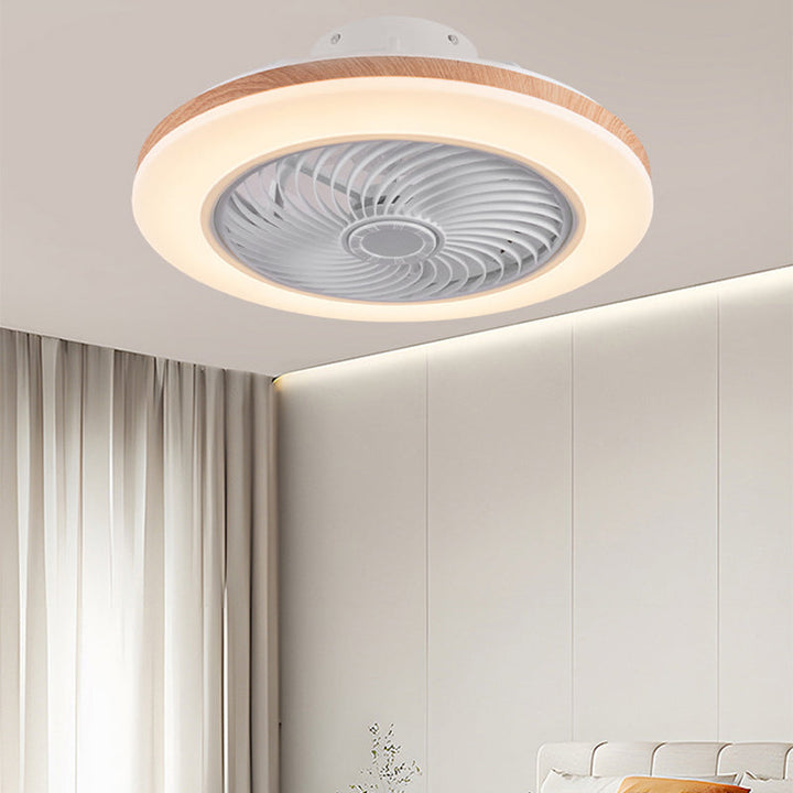 Modern Minimalist Wooden Geometric LED Semi-Flush Mount Ceiling Fan Light For Living Room-Orizon Depot