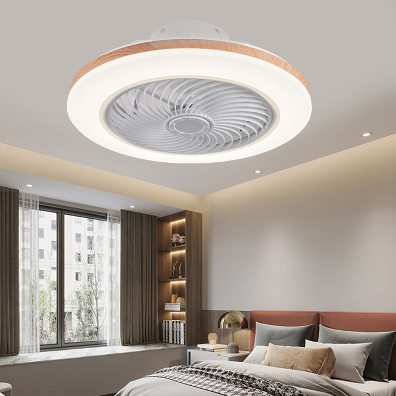 Modern Minimalist Wooden Geometric LED Semi-Flush Mount Ceiling Fan Light For Living Room-Orizon Depot