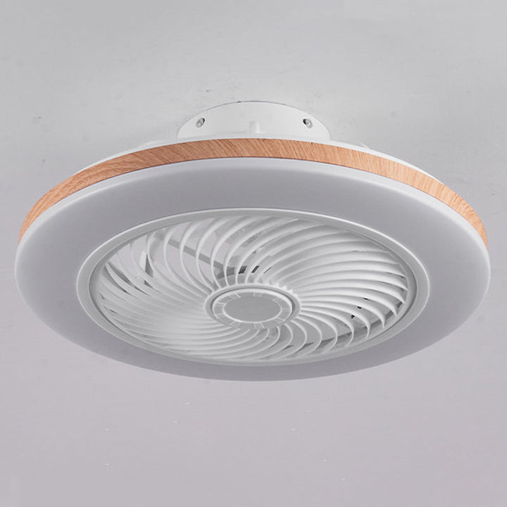 Modern Minimalist Wooden Geometric LED Semi-Flush Mount Ceiling Fan Light For Living Room-Orizon Depot