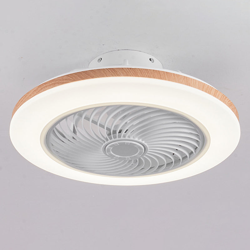 Modern Minimalist Wooden Geometric LED Semi-Flush Mount Ceiling Fan Light For Living Room-Orizon Depot