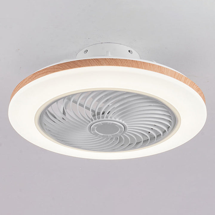 Modern Minimalist Wooden Geometric LED Semi-Flush Mount Ceiling Fan Light For Living Room-Orizon Depot