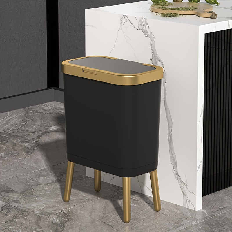 15L Stylish Odour-Sealing Trash Can with Elevated Legs | Modern Waste Bin for Kitchen, Living Room & Bathroom-Orizon Depot