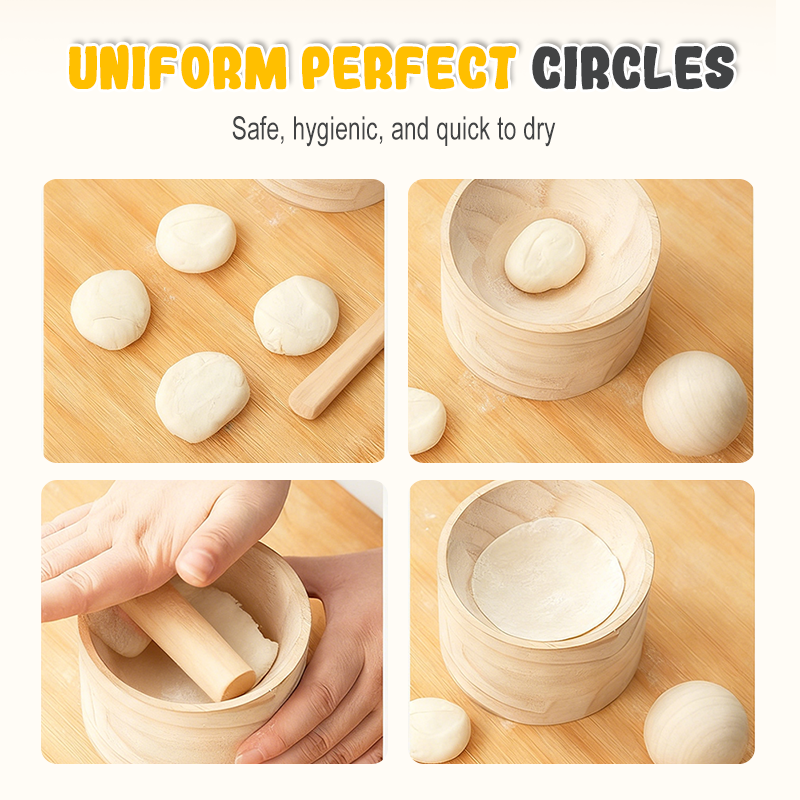Dumpling Maker | Wooden Dough Press | Non-Stick Surface Tool