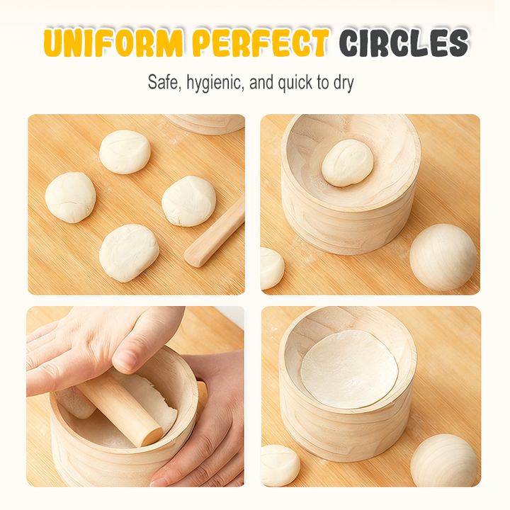 Dumpling Maker | Wooden Dough Press | Non-Stick Surface Tool