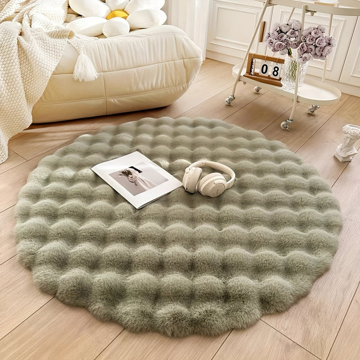 Soft Fluffy Round Bubble Rug | Cozy Circle Carpet for Home Decor