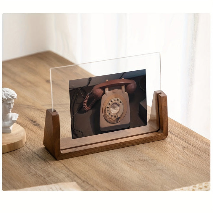 U-Shaped Acrylic and Wood Photo Frame | Modern Minimalist Design