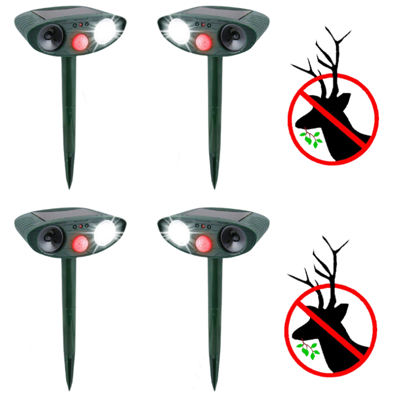 Solar Powered Ultrasonic Deer Repeller - 4 Pack for Quick Results