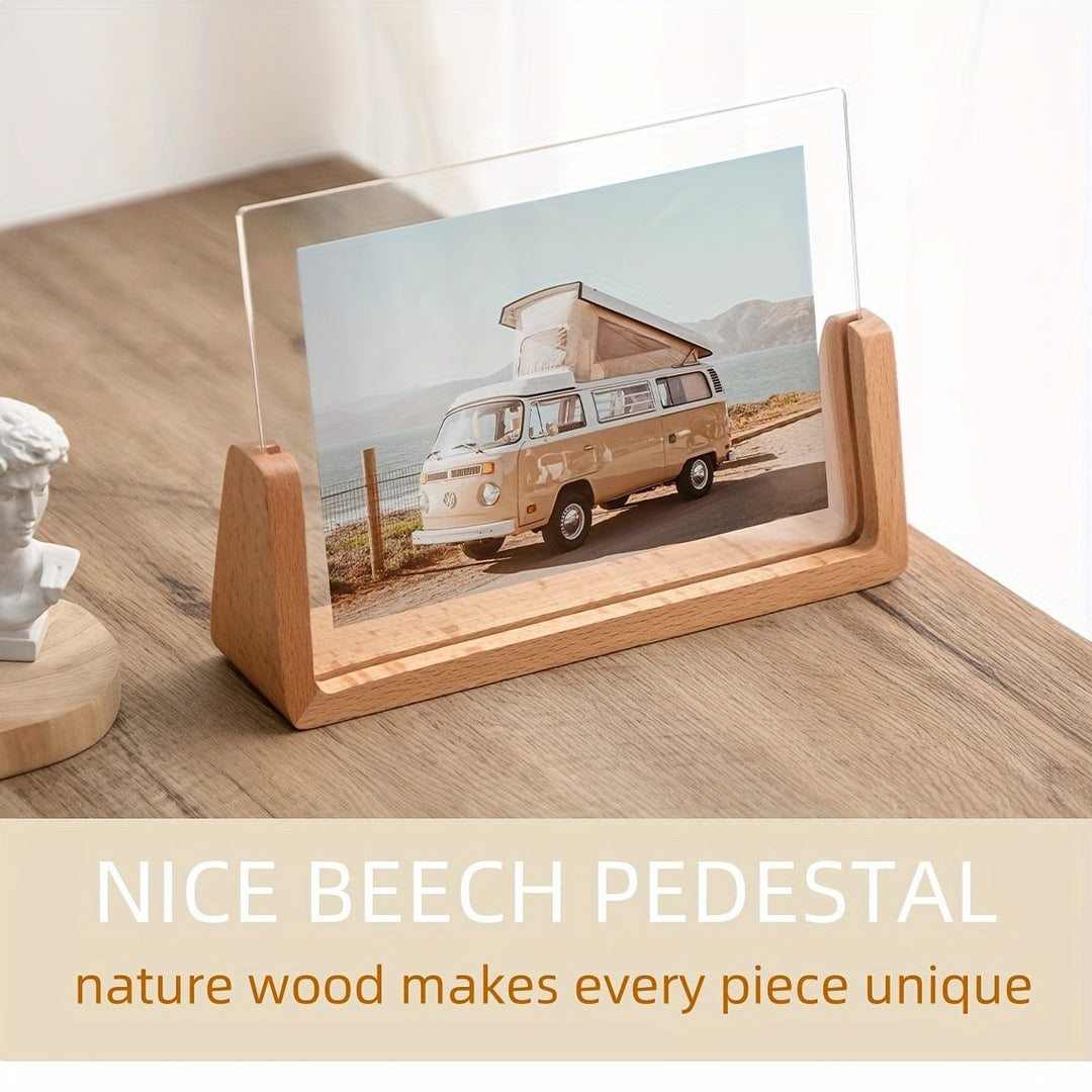 U-Shaped Acrylic and Wood Photo Frame | Modern Minimalist Design
