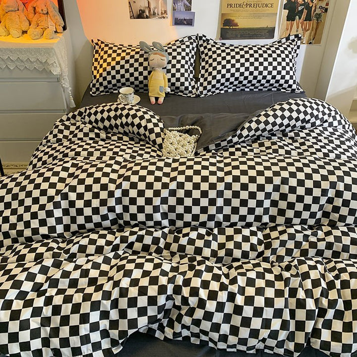 Abstract Chessboard Single Bed Linen Set - Modern Bedding Collection-Orizon Depot