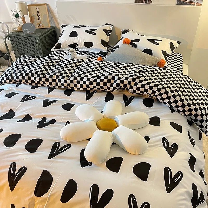 Abstract Chessboard Single Bed Linen Set - Modern Bedding Collection-Orizon Depot