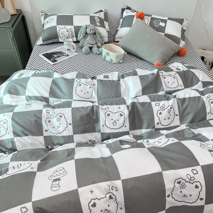 Abstract Chessboard Single Bed Linen Set - Modern Bedding Collection-Orizon Depot