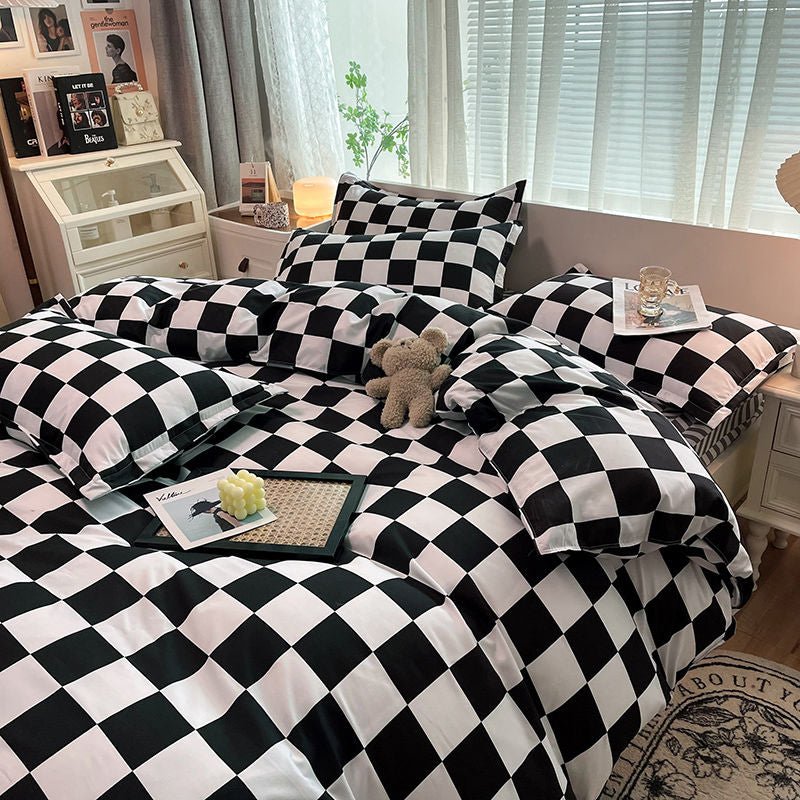 Abstract Chessboard Single Bed Linen Set - Modern Bedding Collection-Orizon Depot