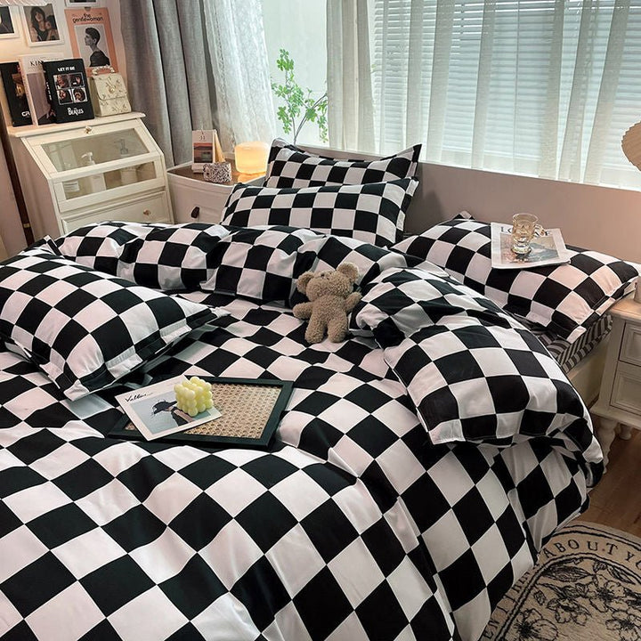 Abstract Chessboard Single Bed Linen Set - Modern Bedding Collection-Orizon Depot