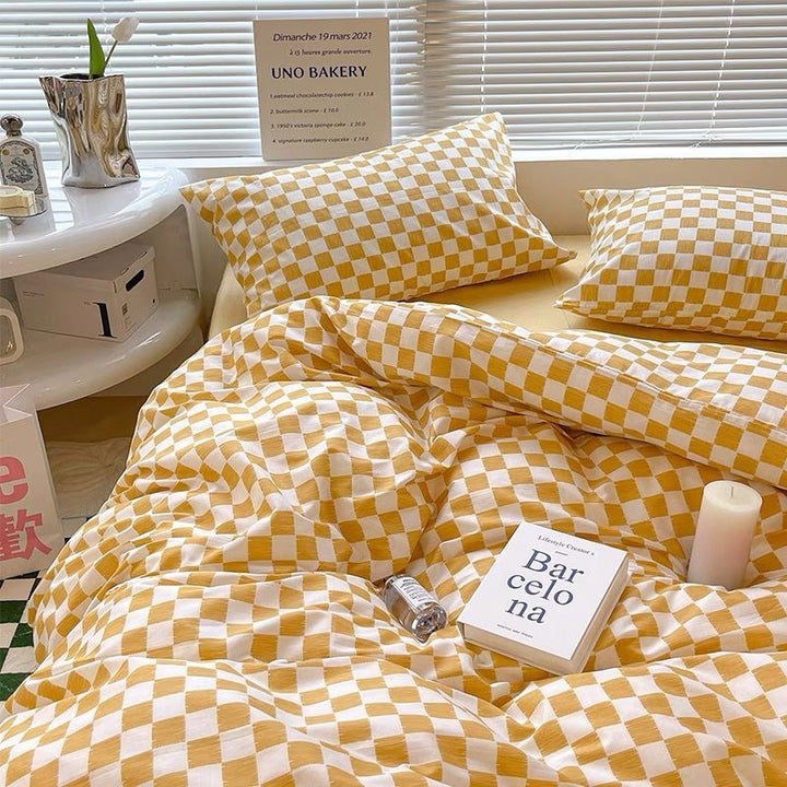 Abstract Chessboard Single Bed Linen Set - Modern Bedding Collection-Orizon Depot