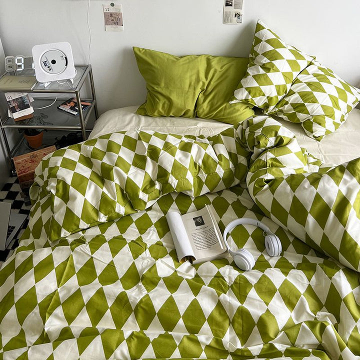 Abstract Chessboard Single Bed Linen Set - Modern Bedding Collection-Orizon Depot