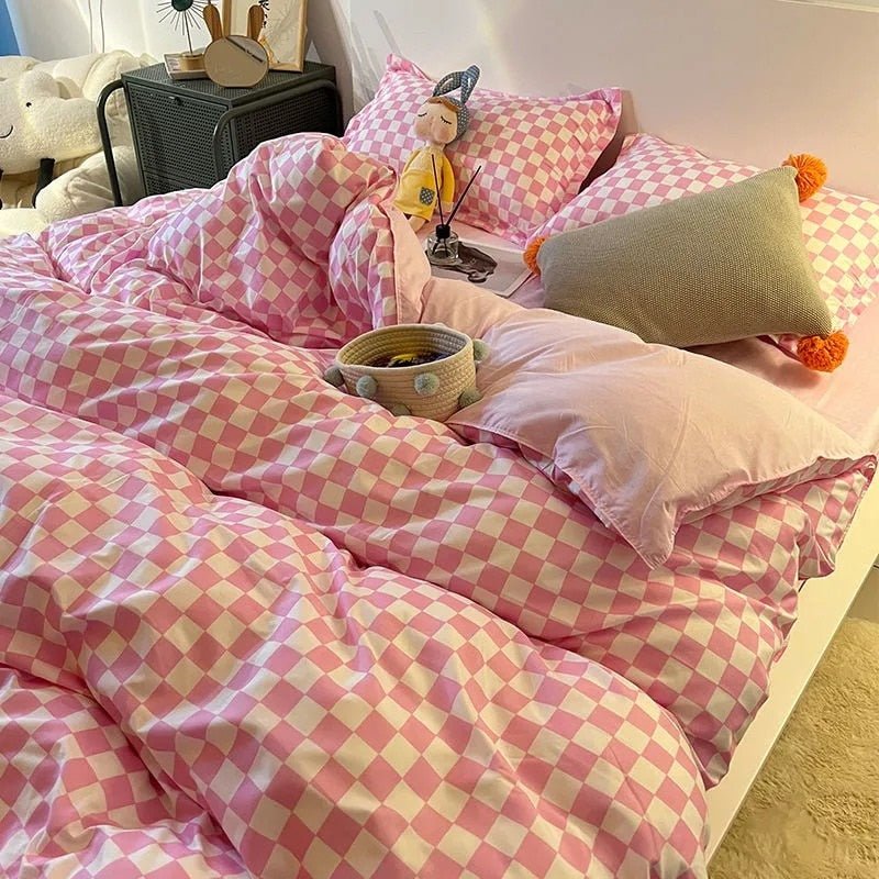 Abstract Chessboard Single Bed Linen Set - Modern Bedding Collection-Orizon Depot
