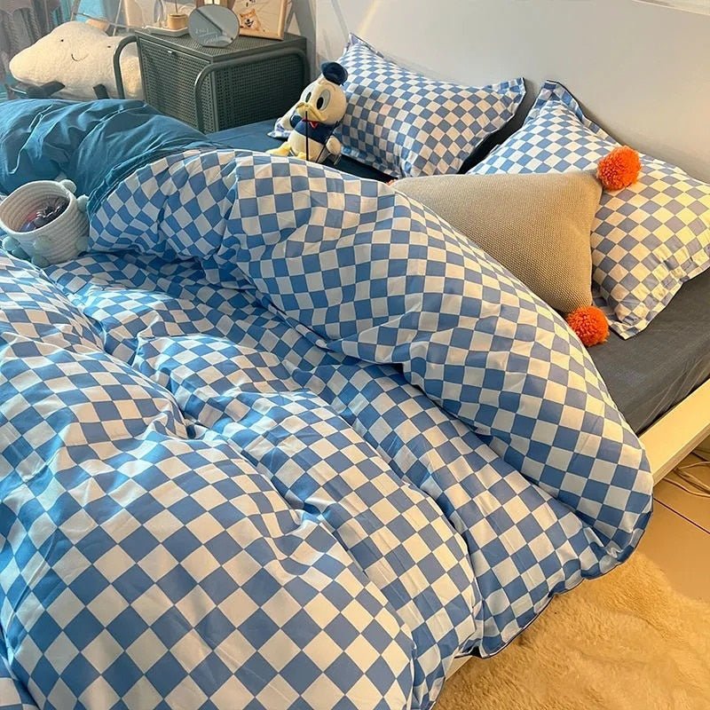 Abstract Chessboard Single Bed Linen Set - Modern Bedding Collection-Orizon Depot