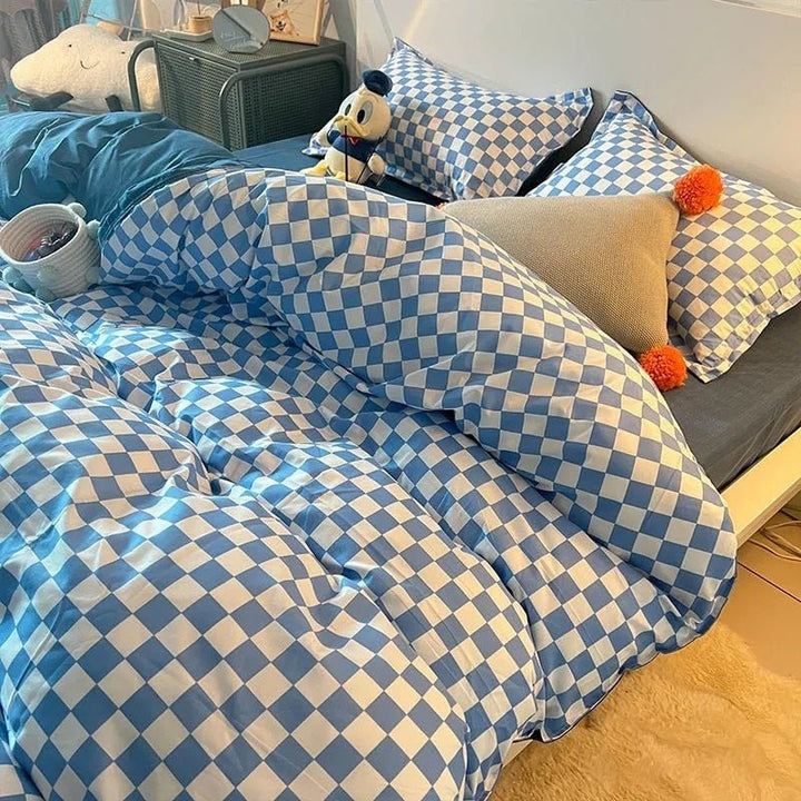 Abstract Chessboard Single Bed Linen Set - Modern Bedding Collection-Orizon Depot