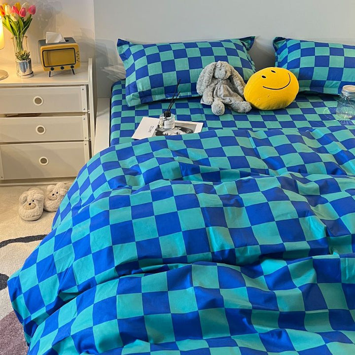 Abstract Chessboard Single Bed Linen Set - Modern Bedding Collection-Orizon Depot