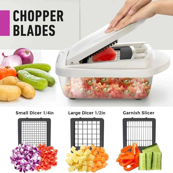 Vegetable Chopper for Slicing, Dicing, Grating with Safety Holder
