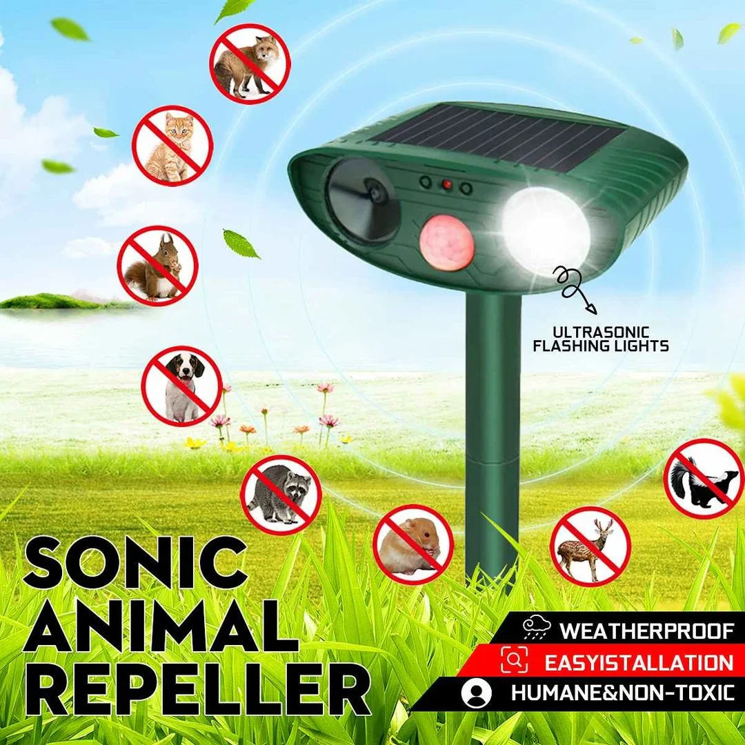 Solar-Powered Ultrasonic Chipmunk Repeller - Eliminate Chipmunks Fast