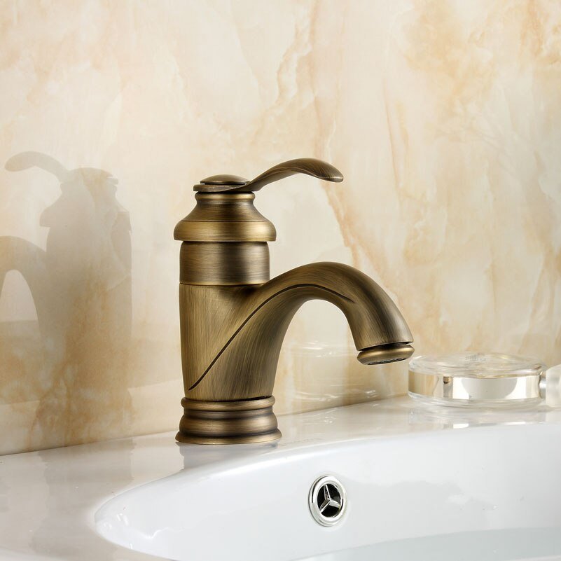 Antique Brass Bathroom Faucet Sink Mixer Tap Fixtures-Orizon Depot
