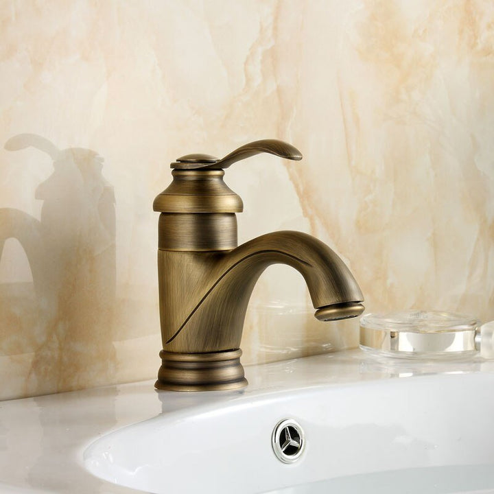 Antique Brass Bathroom Faucet Sink Mixer Tap Fixtures-Orizon Depot