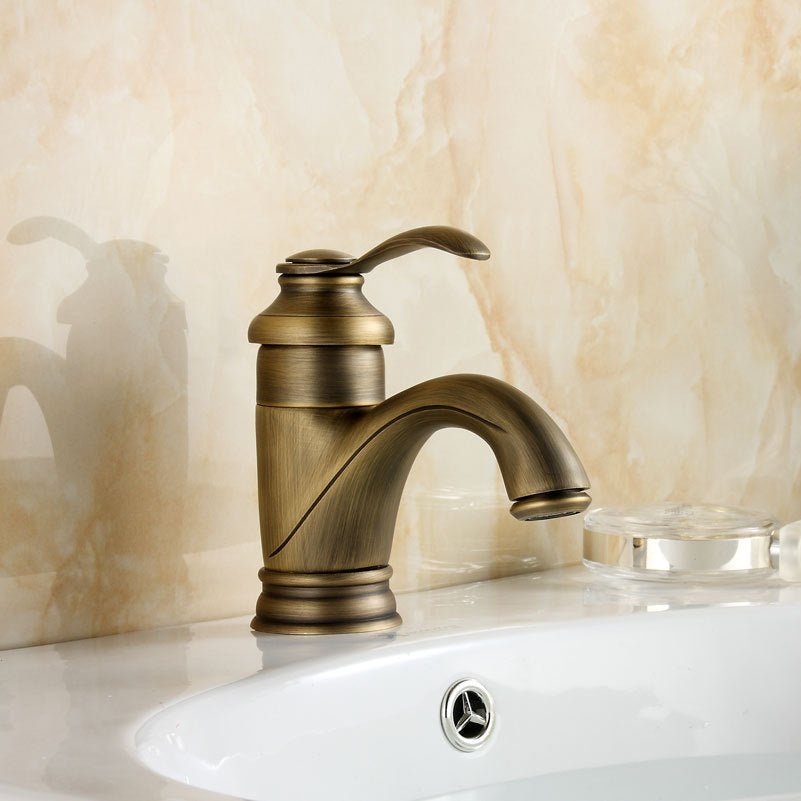 Antique Brass Bathroom Faucet Sink Mixer Tap Fixtures-Orizon Depot