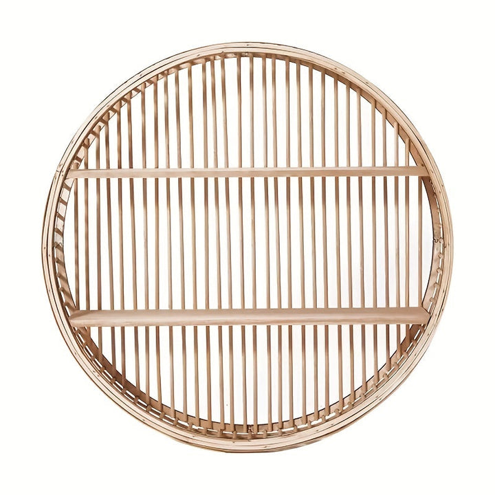 Handmade Round Bamboo Wall Shelf | Boho Floating Organizer
