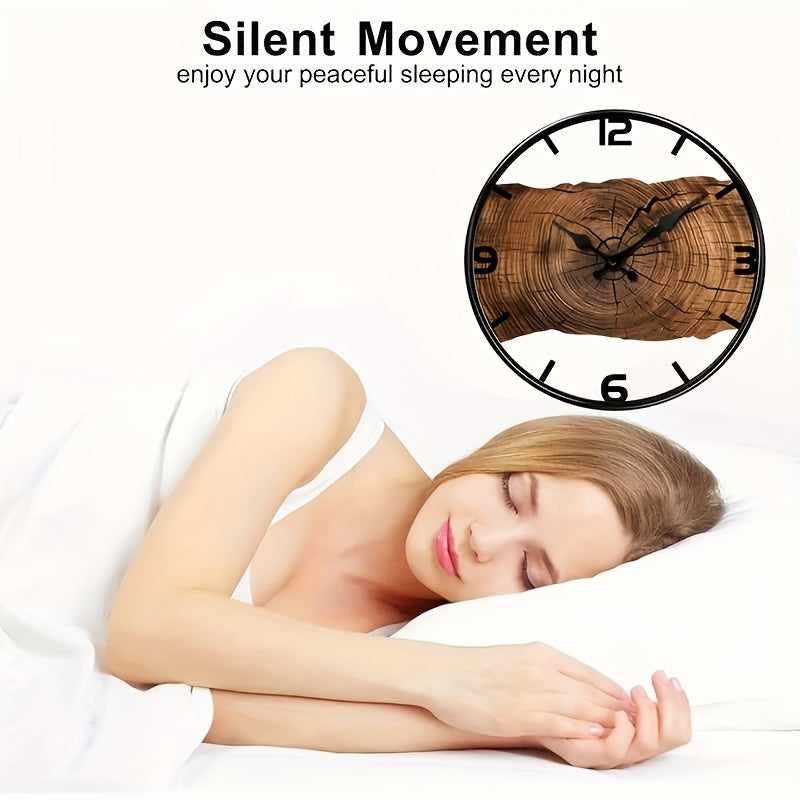 Rustic Log Pattern Wall Clock | Natural Wood Style Timepiece